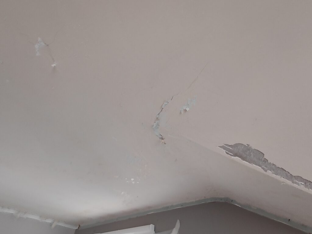 Plaster cracks in plaster ceiling, after popcorn removal