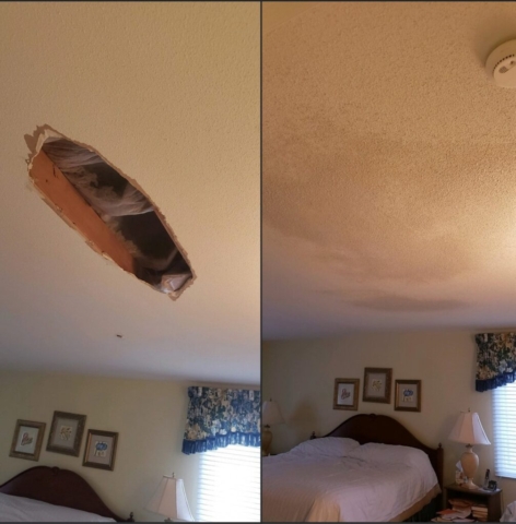 Popcorn ceiling repair in a bedroom Amherst NY