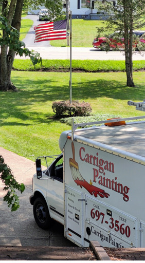 Carrigan Painting truck with American Flag