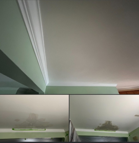 ceiling repair and painting before and after