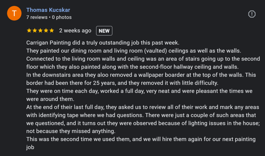 Carrigan Painting's Reviews 1 Carrigan Painting's Reviews