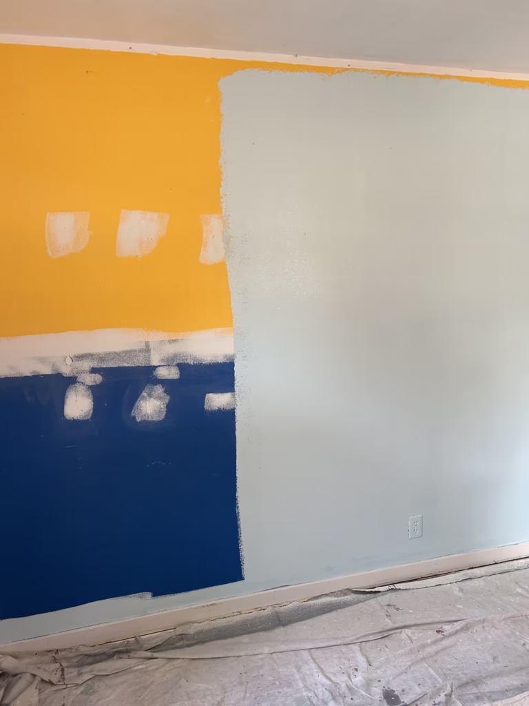 Bathroom & Bedroom Painting After Ceiling Repair in Kenmore NY - Part 2 5 one coat coverage with Behr Dynasty - Still doing two coats of paint.