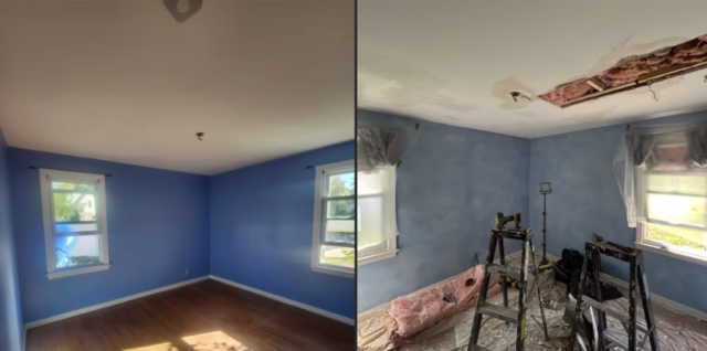 plaster ceiling repair before and after - buffalo ny