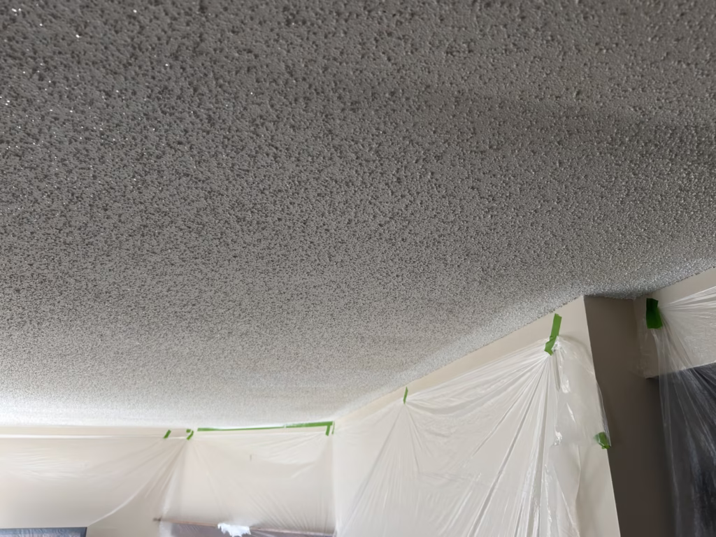 Popcorn ceiling pillowing Painted Popcorn Ceiling in Cheektowaga NY 14227