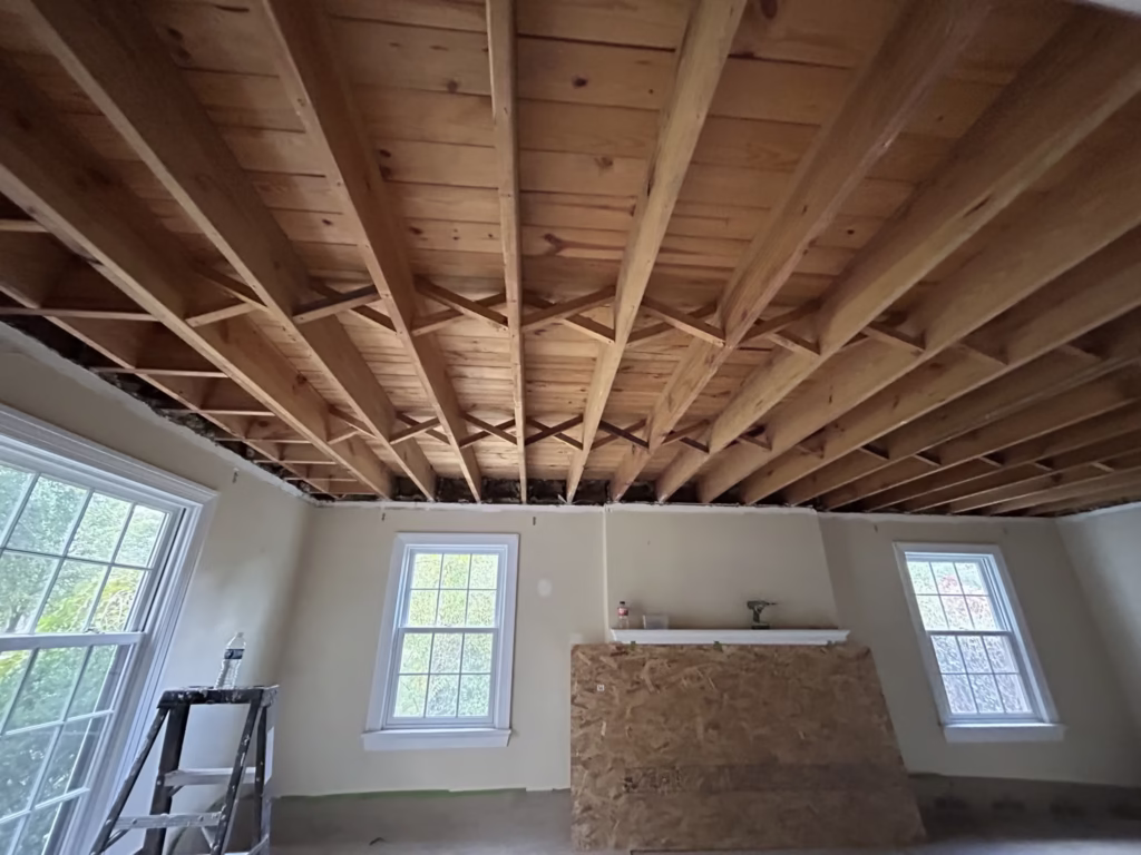 Emergency Plaster Ceiling Replacement in Snyder NY 11 Plaster Ceiling Removed from living room in Snyder NY 14226