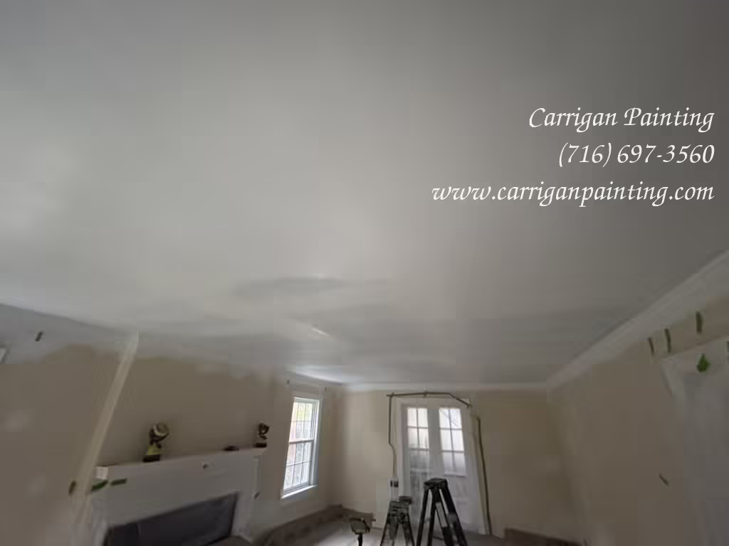 Priming and painting new drywall ceiling in Snyder NY 14226