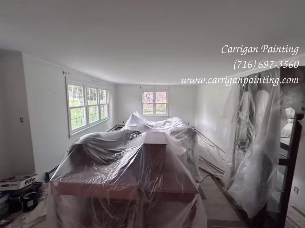 After painting the walls and ceiling in this living room