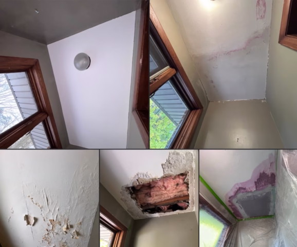 Tonawanda NY 14120, water damaged plaster ceiling repair and painting in 2025
