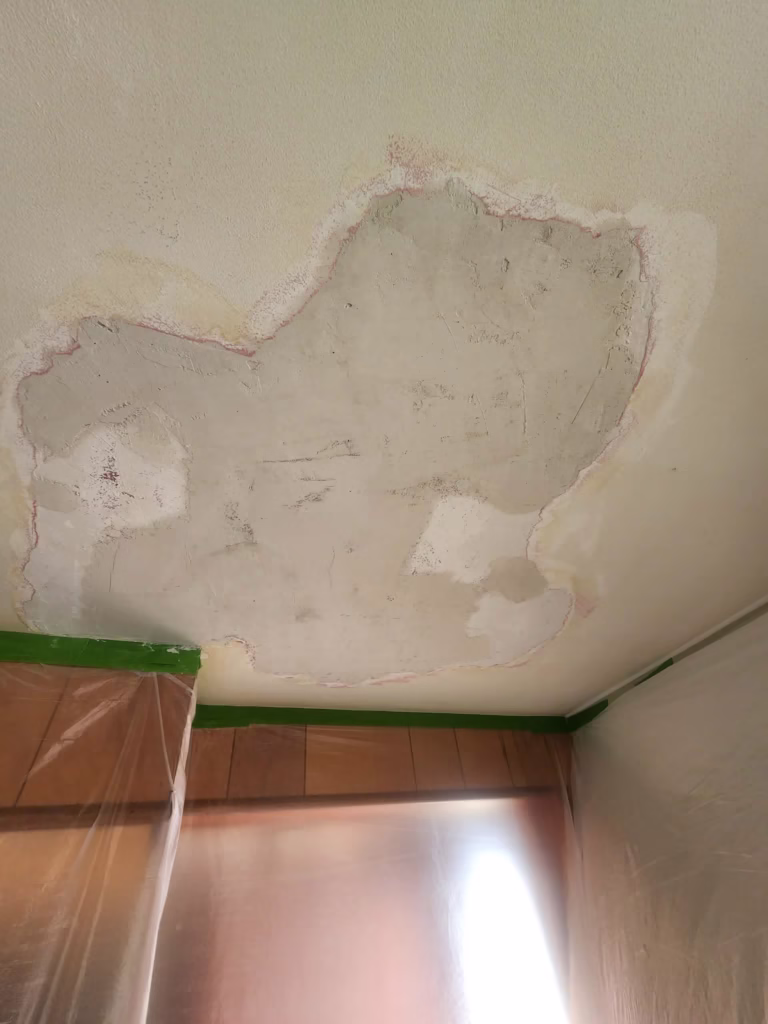 Repairing water damage to plaster ceiling