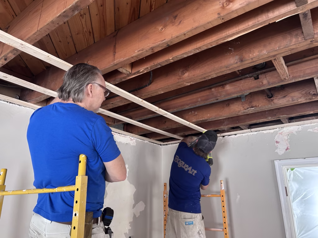 Installing furring strips on to ceiling
