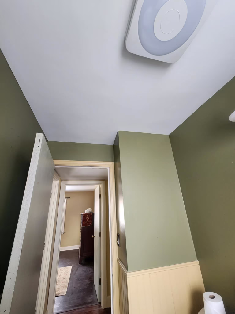 Getzville NY: Ceiling Restoration and Painting - The Carrigan Archives Bathroom ceiling restored. bathroom ceiling and walls repainted.