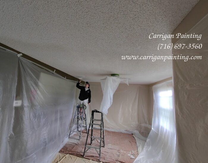 Living room popcorn ceiling removal