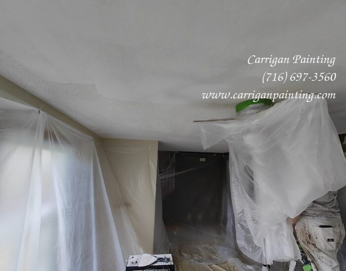Living room popcorn ceiling removal