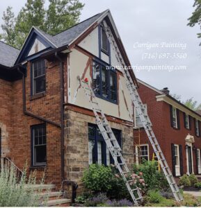 Exterior Tudor House Painting in Kenmore NY.