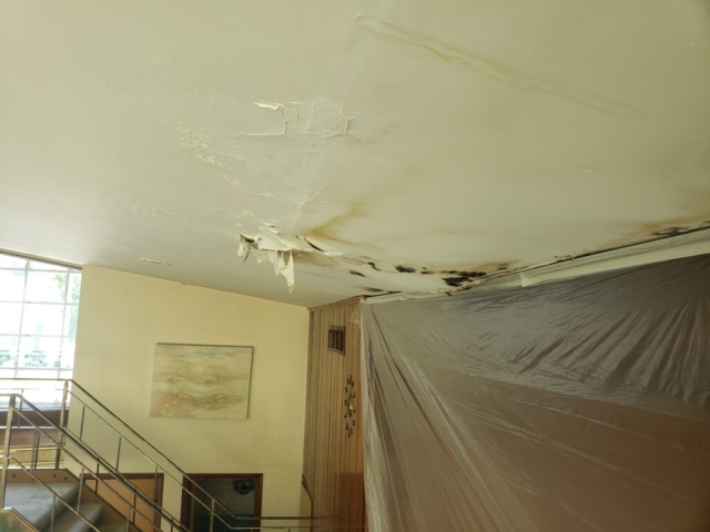 water damaged plaster ceiling