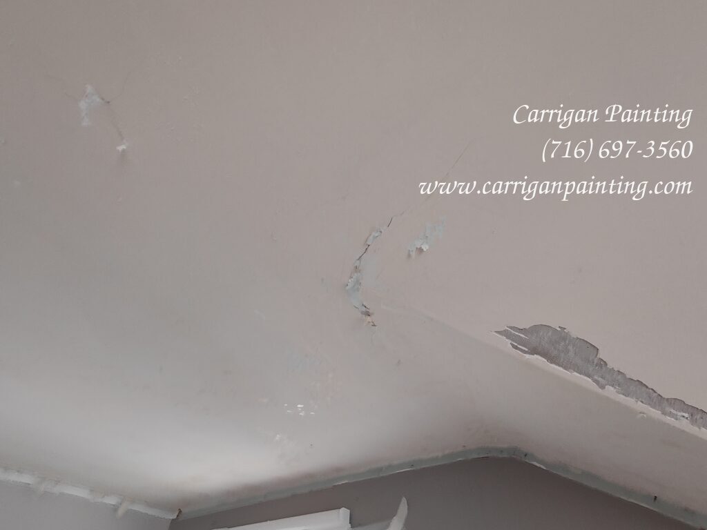 Plaster cracks in plaster ceiling, after popcorn removal