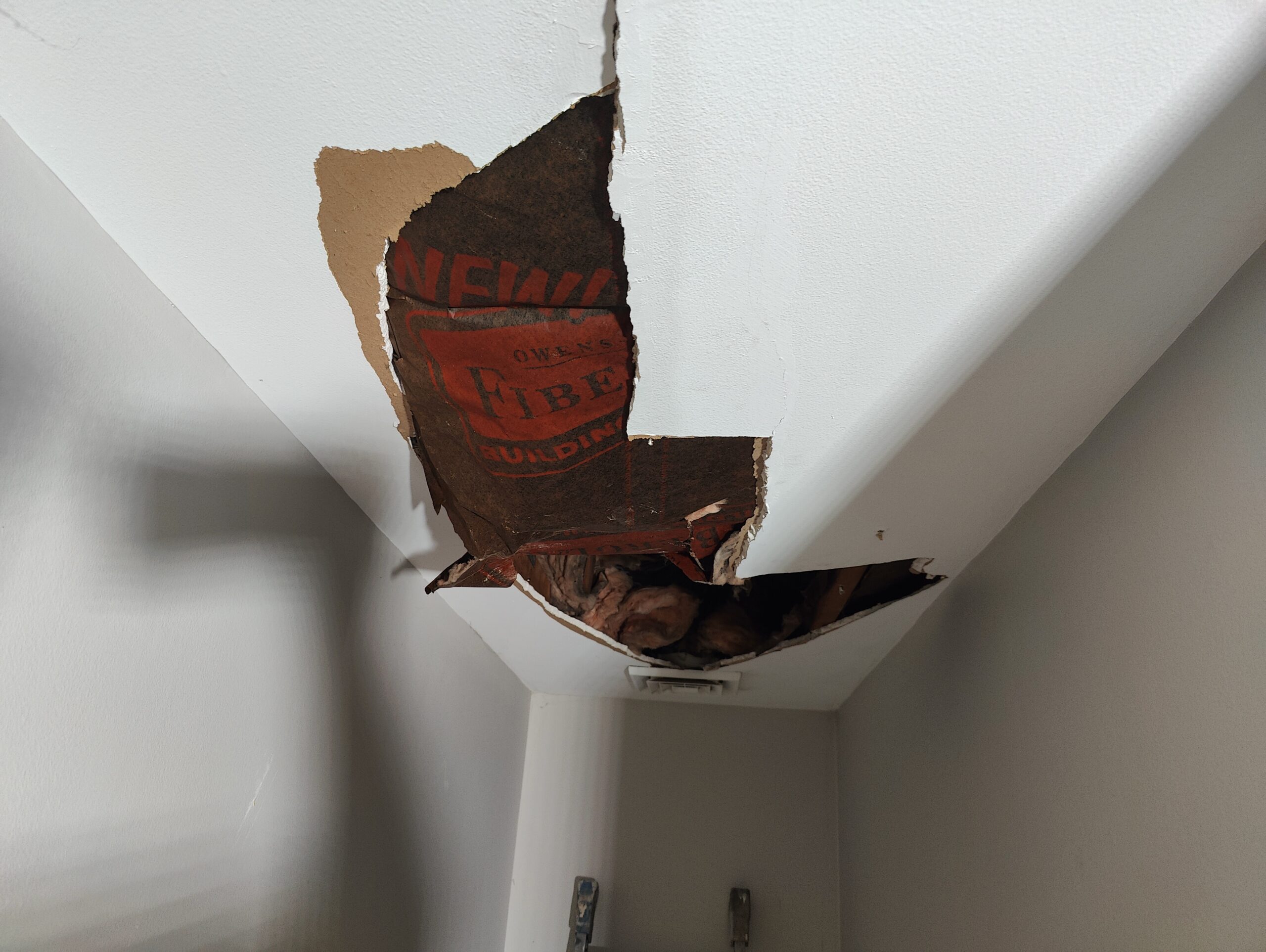Drywall Ceiling Damage over stairwell