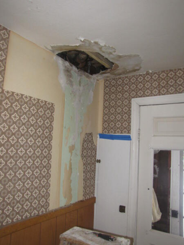 hole in ceiling from water leak