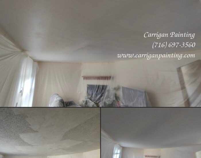 Popcorn ceiling removal from living room ceiling in lancaster ny