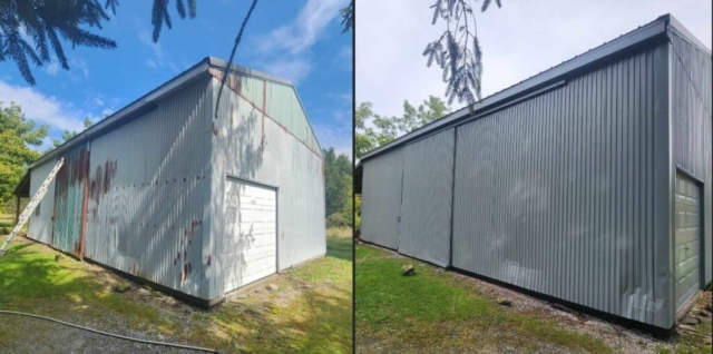 pole barn painting before and after Newstead NY 14001