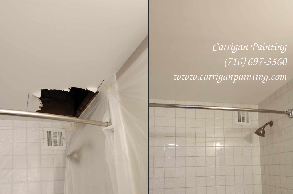 bathroom ceiling repaired and painted