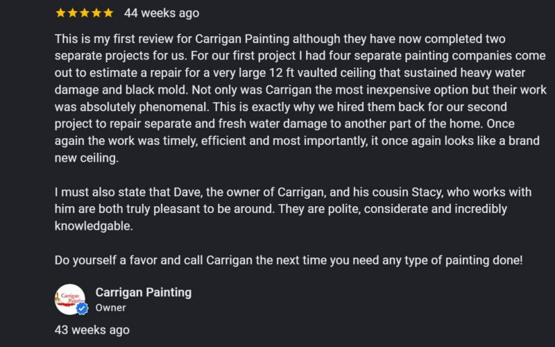 Carrigan Painting's Google Reviews