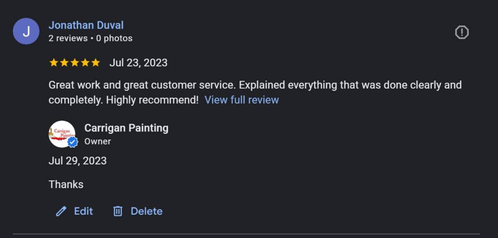 Carrigan Painting's Reviews