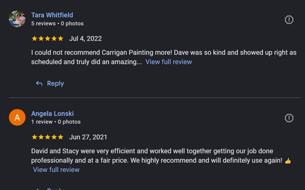 Carrigan Painting's Reviews
