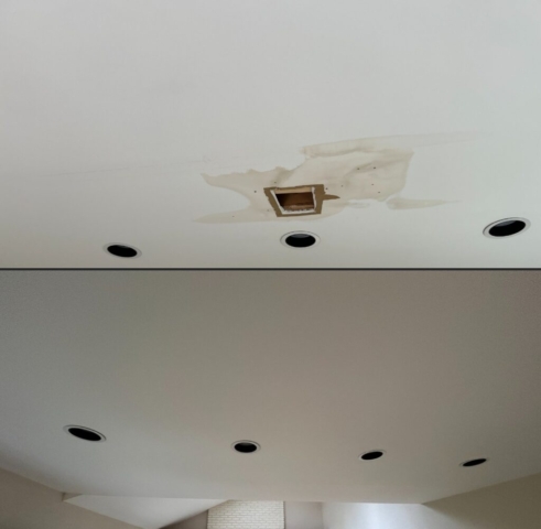 ceiling repair before and after