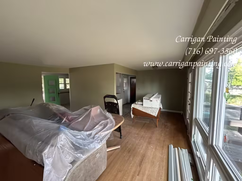 living room and dining room painting of walls, ceiling and trim in Tonawanda NY
