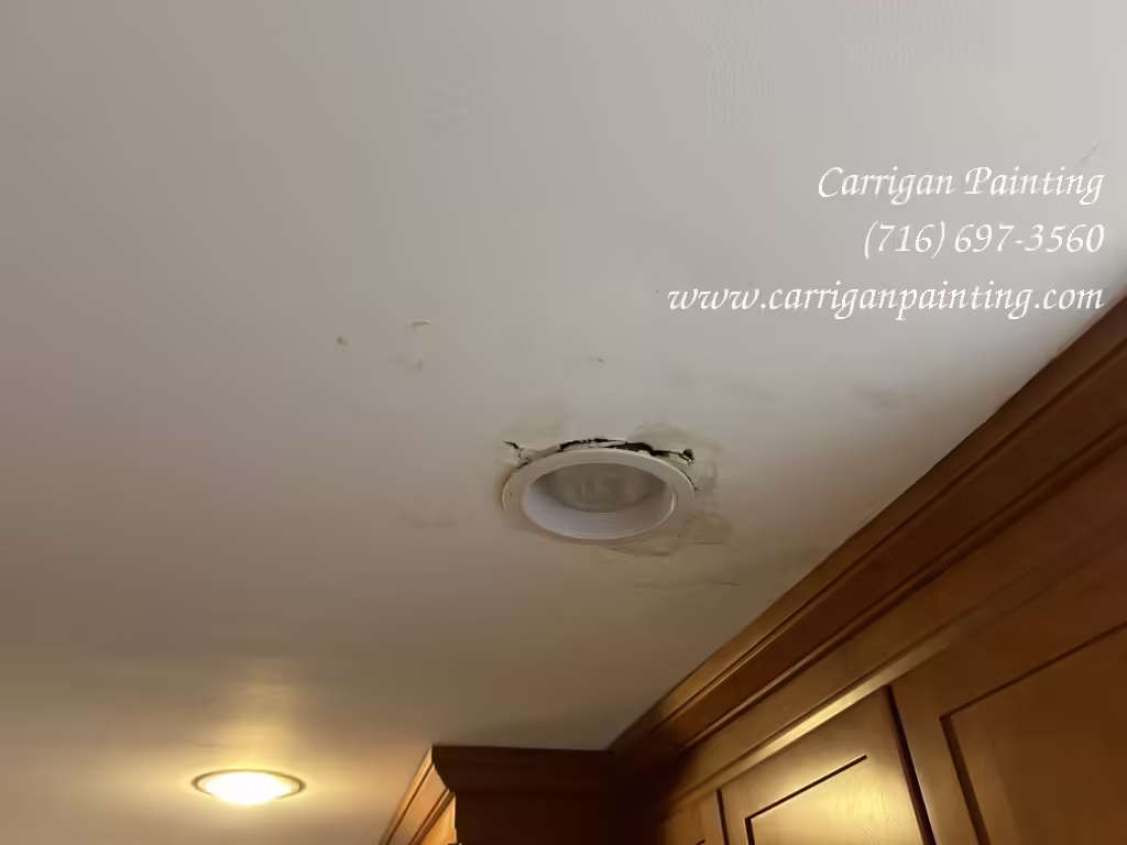 Water damage around recessed kitchen lighting in Roxbury Park East Amherst 14051