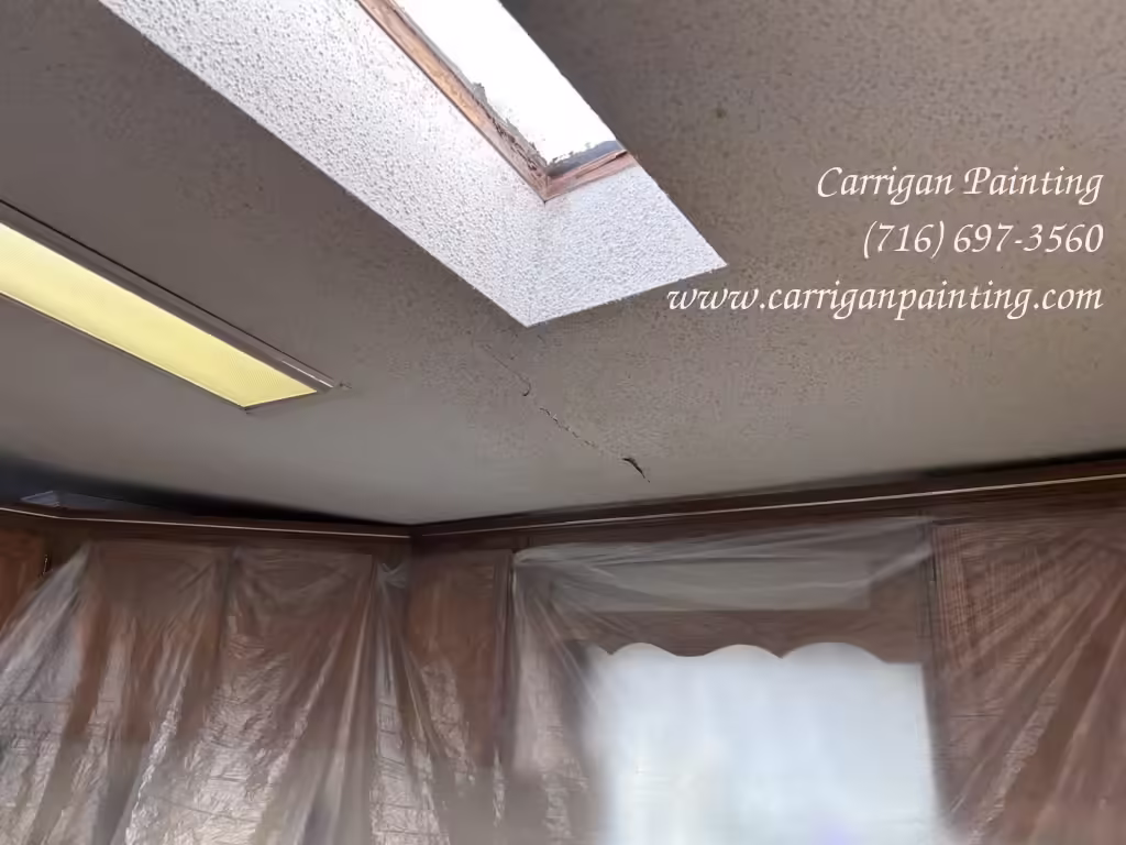 Popcorn Ceiling Repair and Painting - Golden Pond - Part I - The Carrigan Archives Akron NY 14001: Popcorn Ceiling water damage