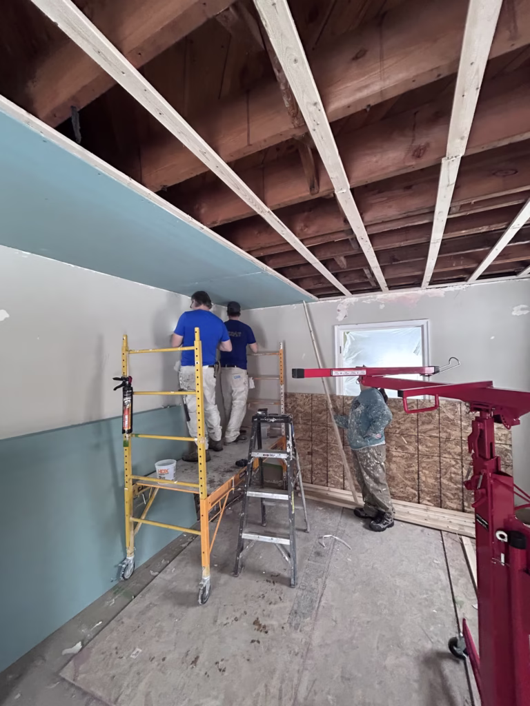 Installing new drywall ceiling