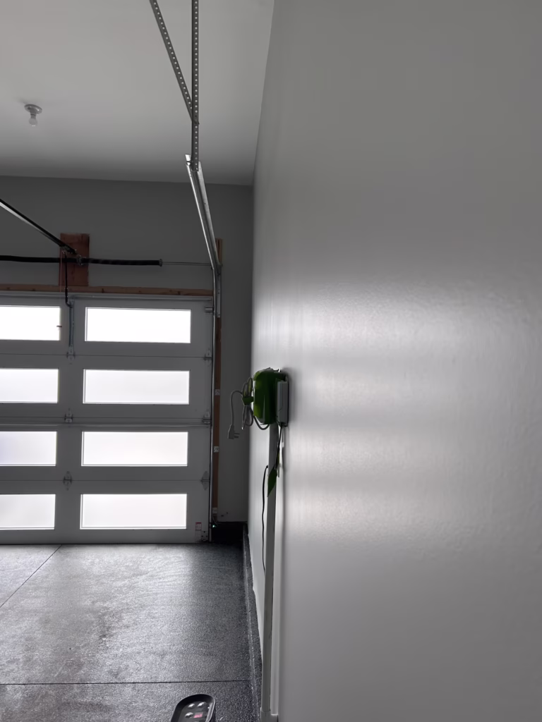 Finished drywall wall with repaired areas invisible under critical lighting