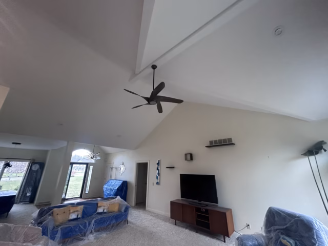 Large vaulted ceiling freshly painted