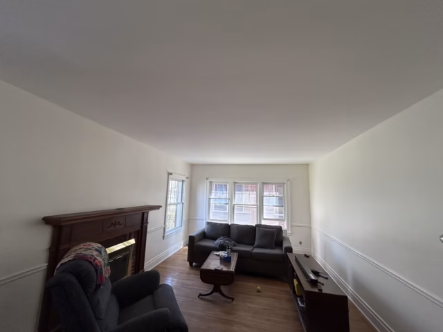 Repainted walls and ceiling in this living room