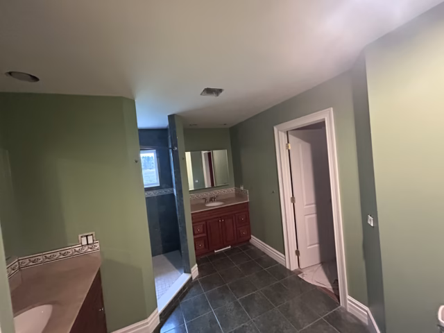 freshly painted master bathroom