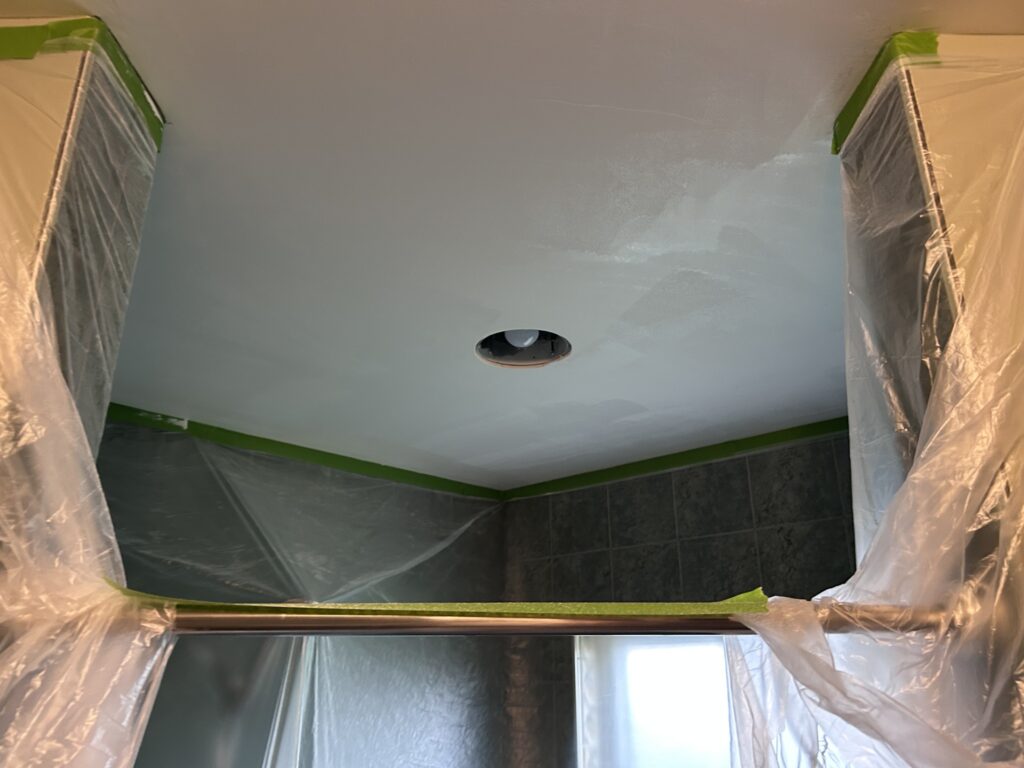 master bathroom shower ceiling primed