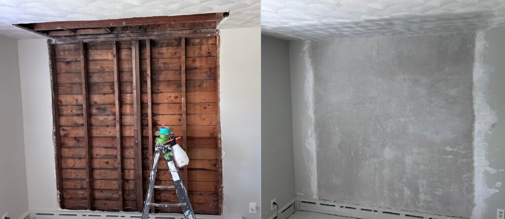 Plaster Restoration and Swirl Ceiling Repair - Phase I of II - The Carrigan Archives Plaster wall and ceiling restoration - Before and After