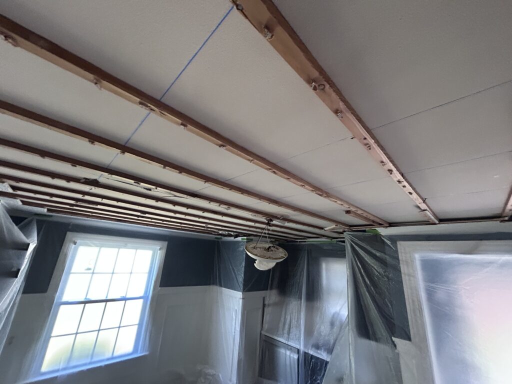 Hidden Beneath an Ugly Tile Ceiling: A Plaster Ceiling Worth Restoring